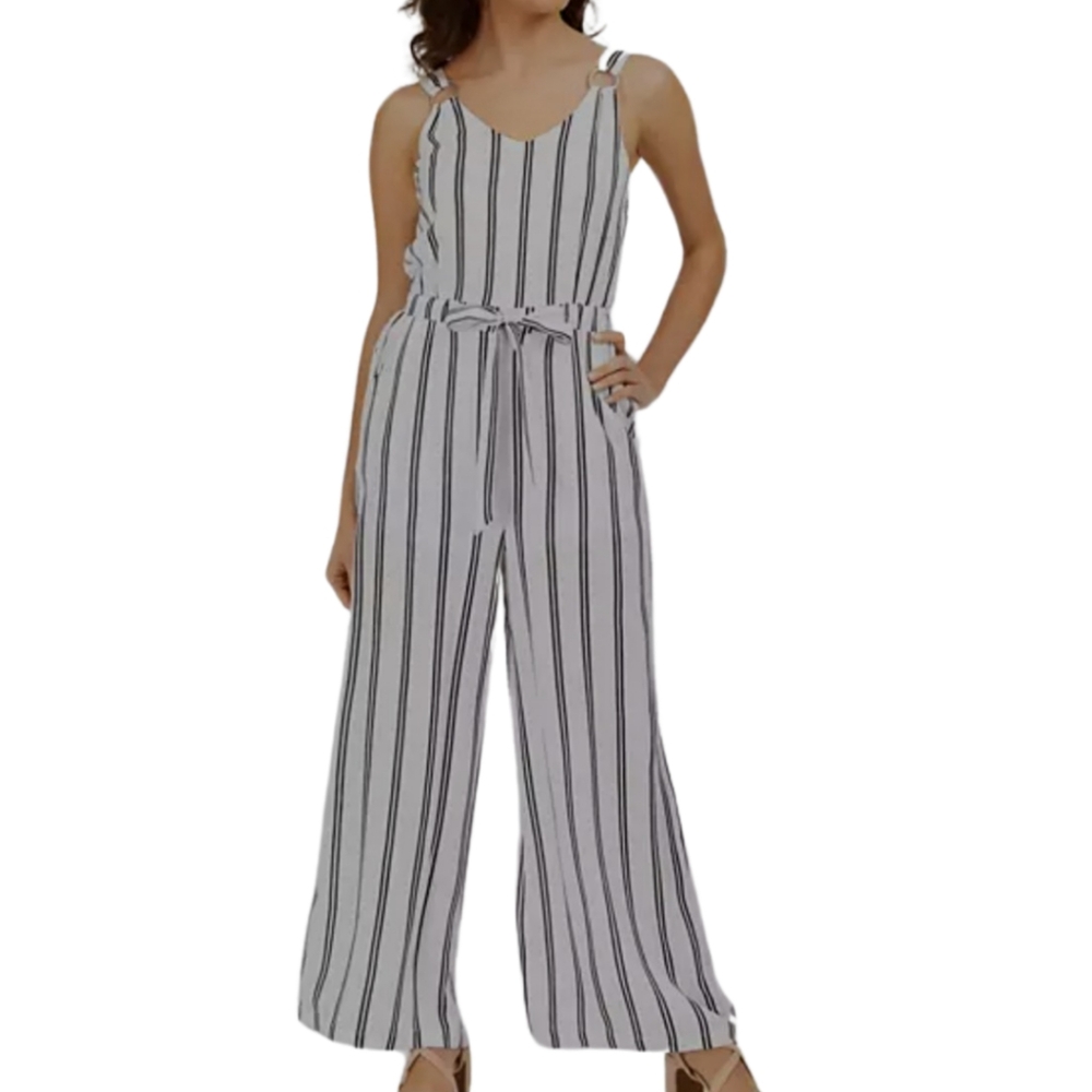 La Classe Couture Striped Wide Leg Jumpsuit Small Petite